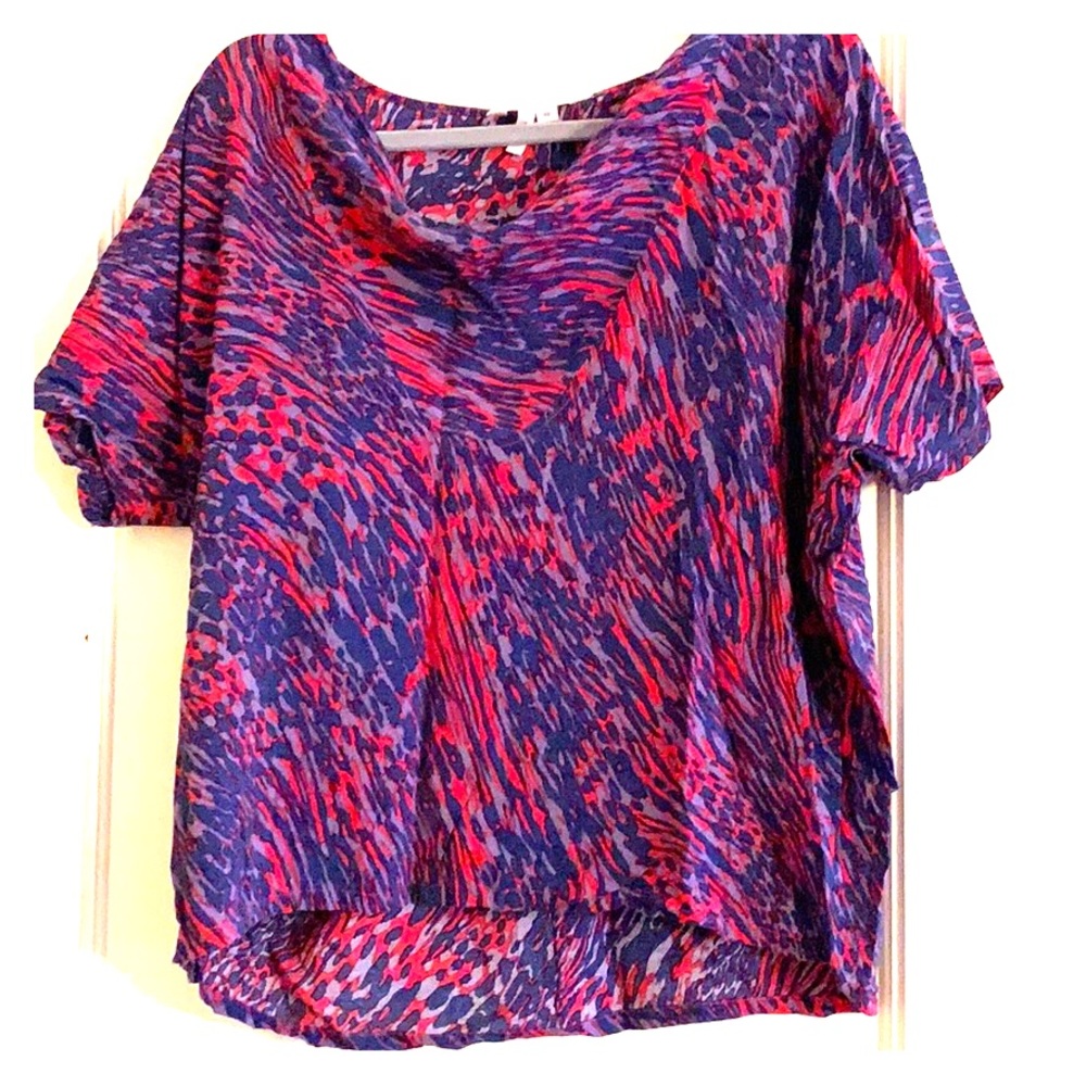 BCBGeneration XS 100% rayon blouse-red/blue-ROOMY!